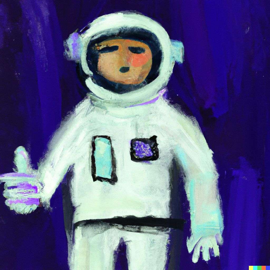 an astronaut, finger painting